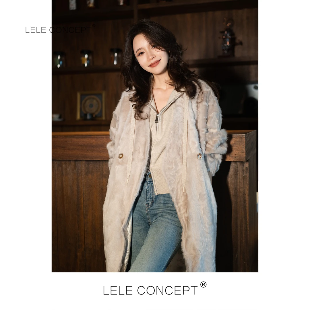 LELE CONCEPT丨【超】轻奢高级感V领皮毛一体外套D0112