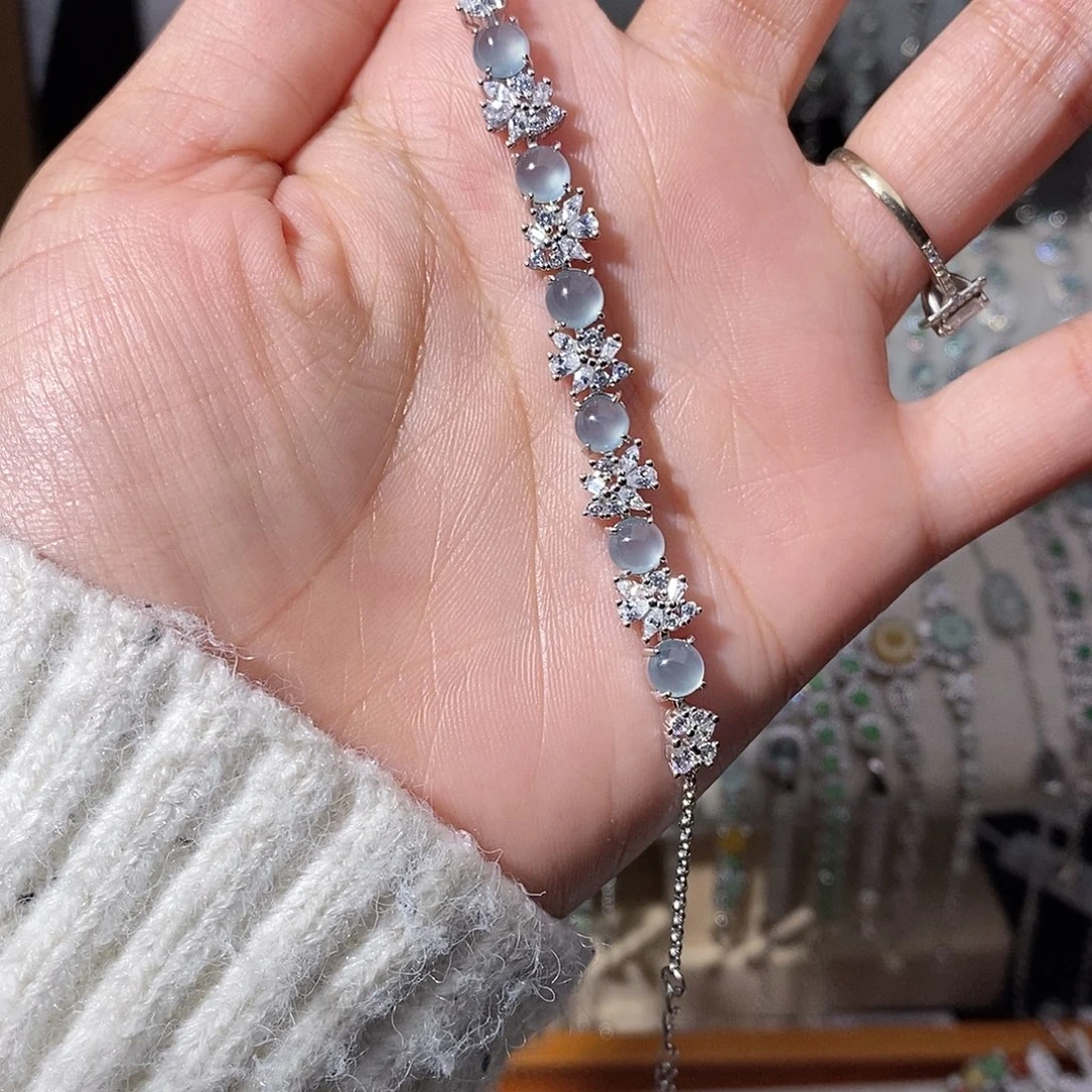 翡翠银S925镶嵌手链