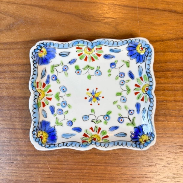 九谷烧永井麻美子纯手绘方盘直径13*12*1cm