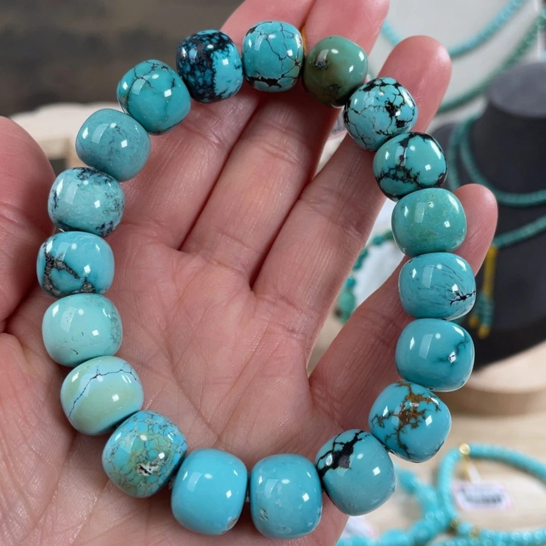 绿松石未镶嵌套链12+精品高瓷老型手串