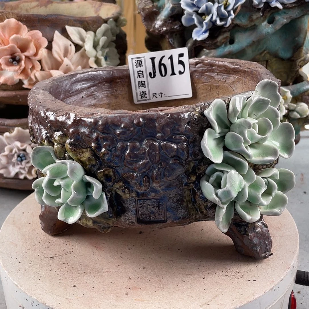 紫砂花盆景德镇陶瓷花盆616