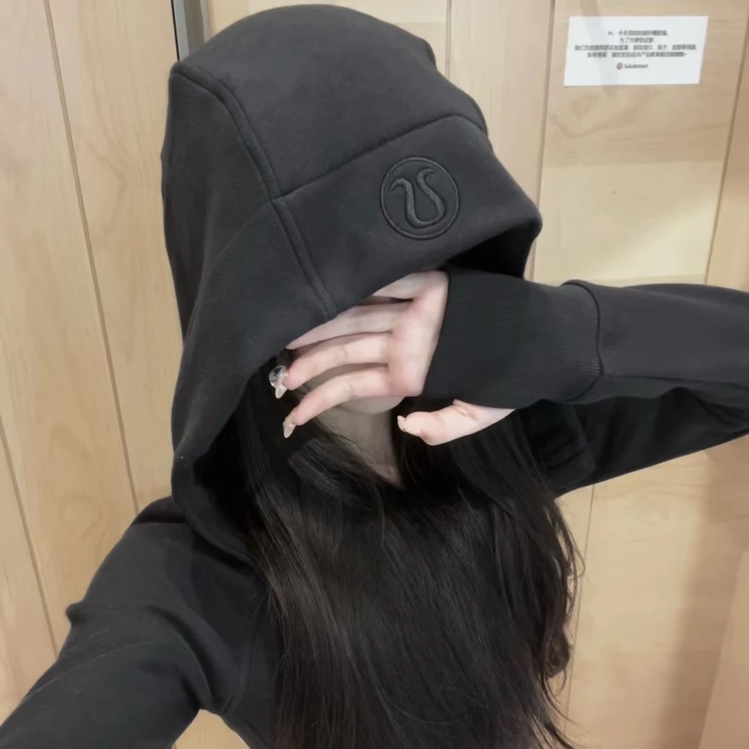 lulu原标春秋瑜伽服外套Scuba女士连帽修身卫衣休闲运动瑜伽上衣