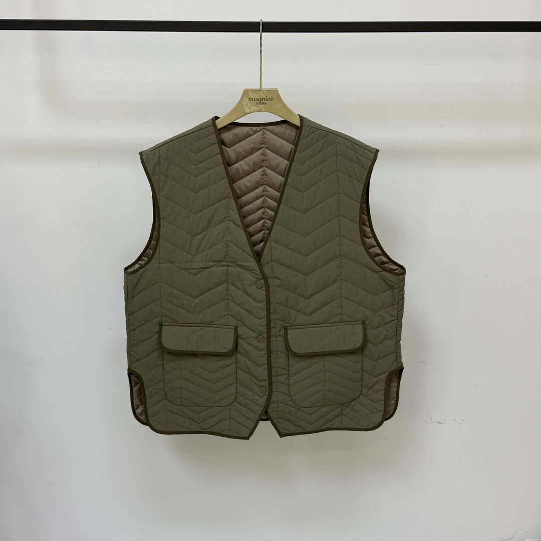 极简风秋冬百搭宽松显瘦V领外穿内搭马夹 QD-12503