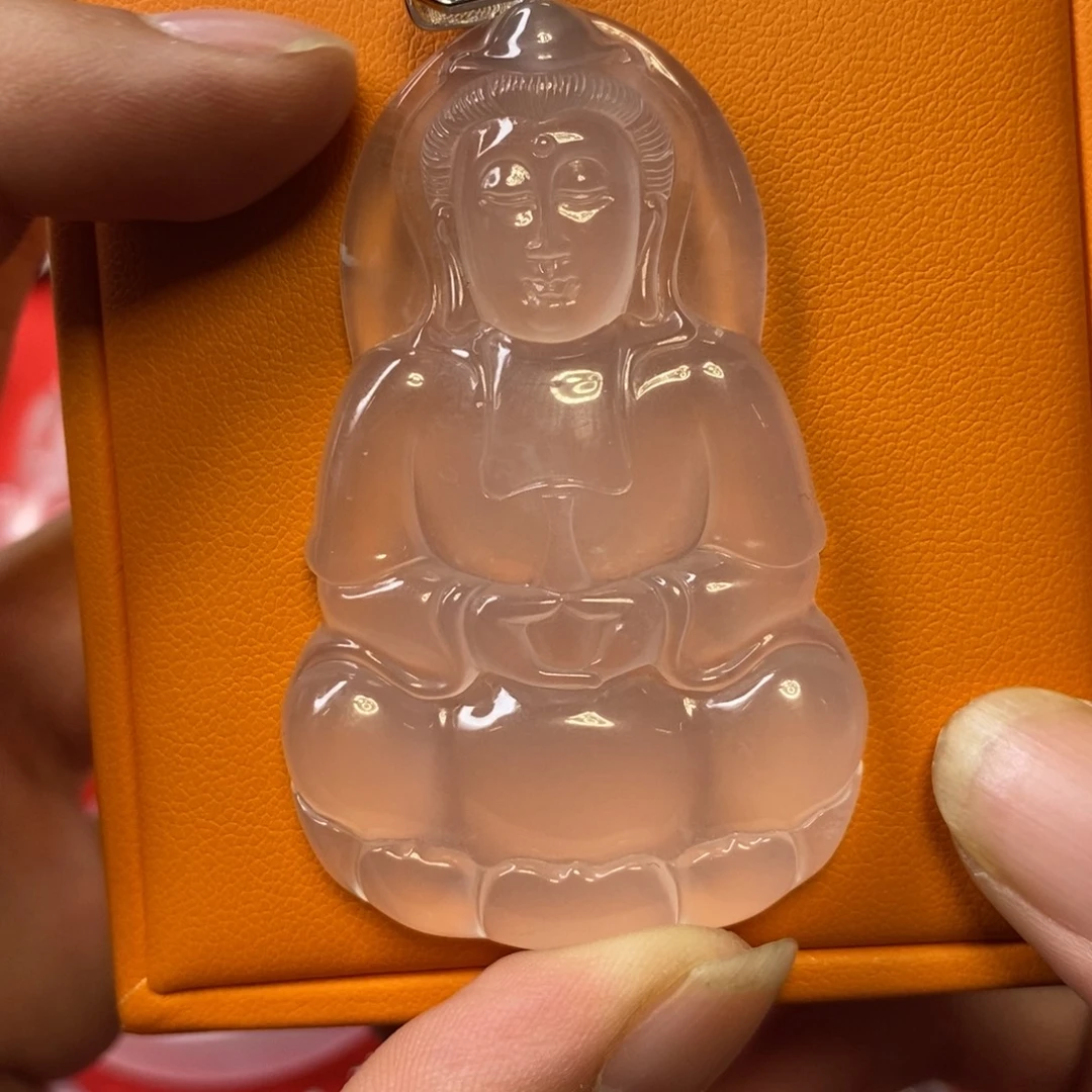 石英质玉银S925镶嵌吊坠