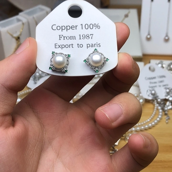 银S925镶嵌淡水珍珠耳饰