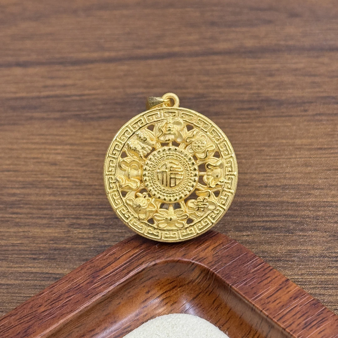 水贝黄金足金999瓜子扣八宝罗盘DP2165