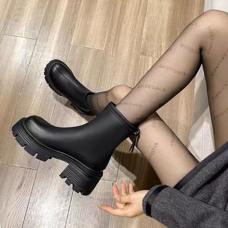 小个子马丁靴女2025秋冬新款内增高软皮瘦瘦靴厚底擦色高跟短靴子