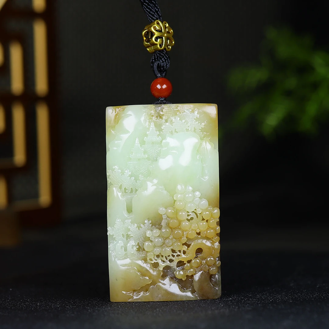 120738和田玉且末料山水玉牌