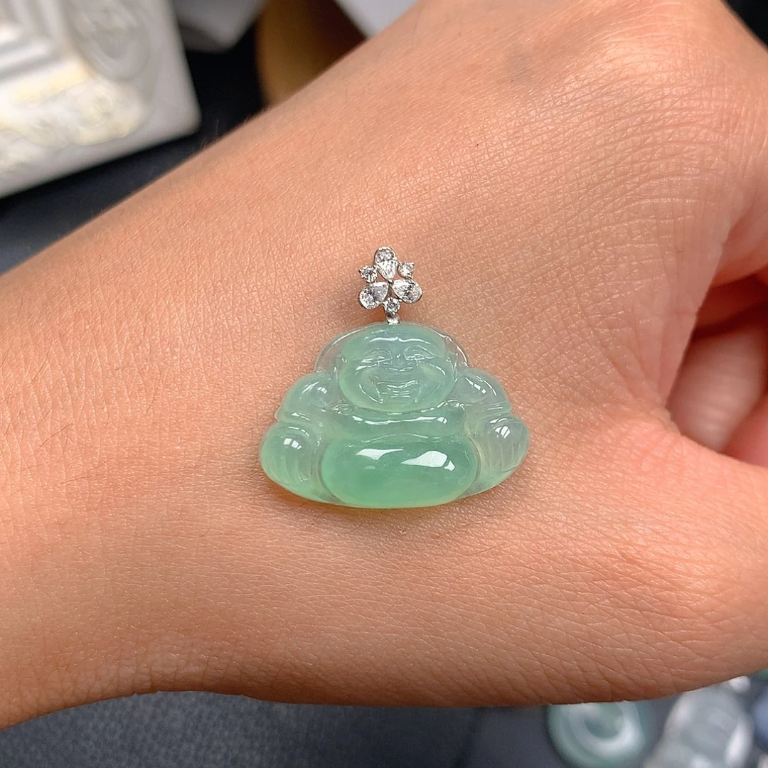 吊坠(不含链)18K金镶嵌翡翠