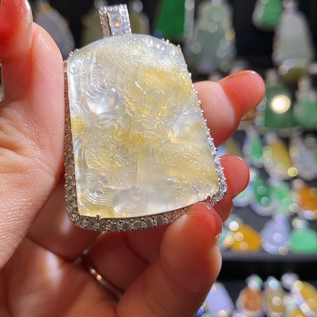 颈饰银S925镶嵌翡翠小*天然翡翠