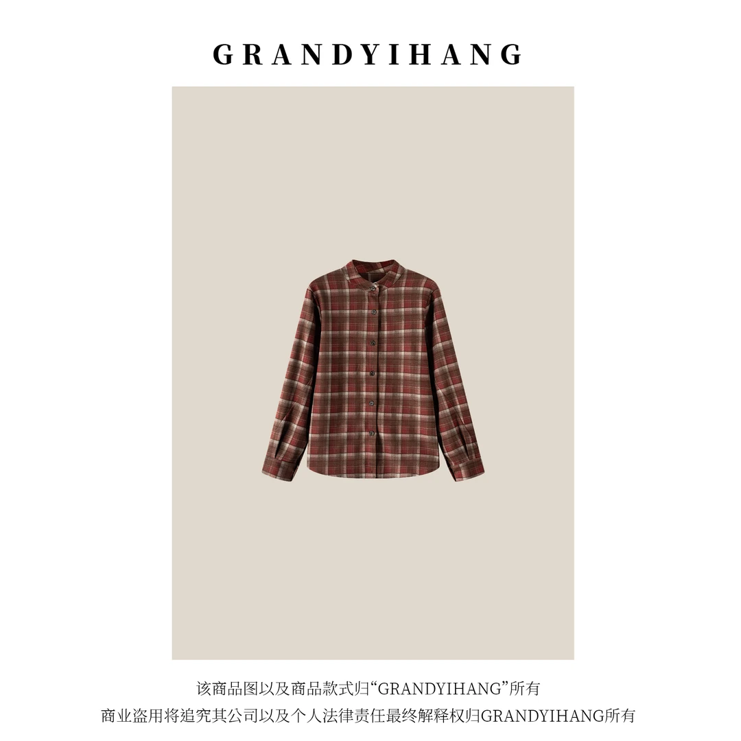 【艳姐优选】秋冬新款经典复古格子衬衣25902
