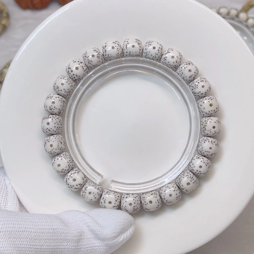 星月菩提手串10×9原白双小留白正月同枝果海南料精抛