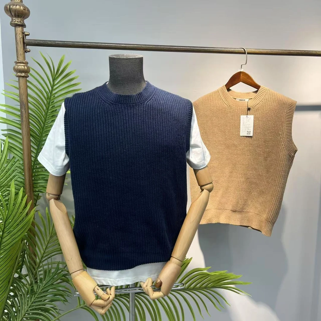 休闲纯色粗纱针织背心春季新品套头打底衫无袖上衣Y5T0119