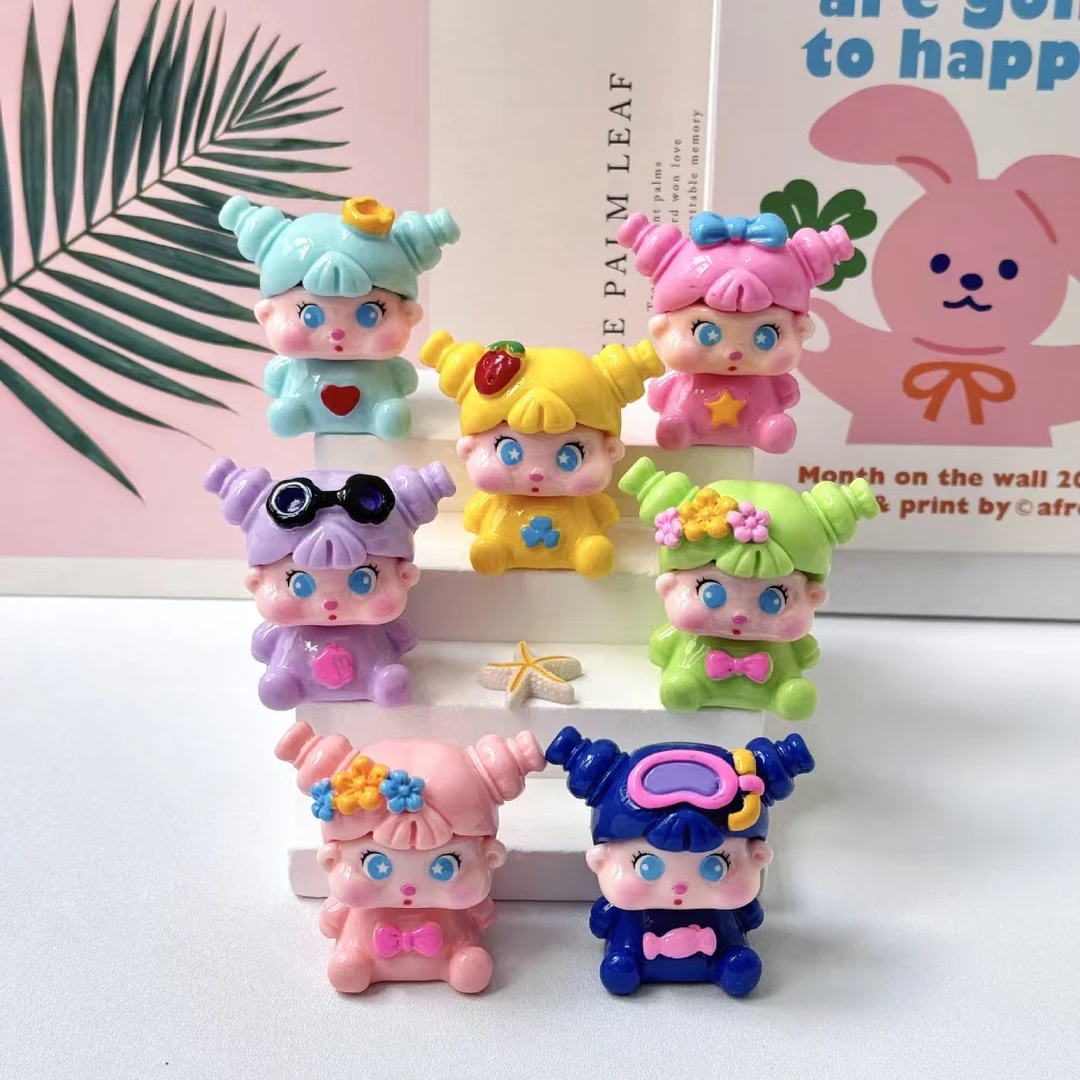 【直播拆】实色手绘QQ女孩网红创意车载办公室摆件可爱卡通DIY钥匙