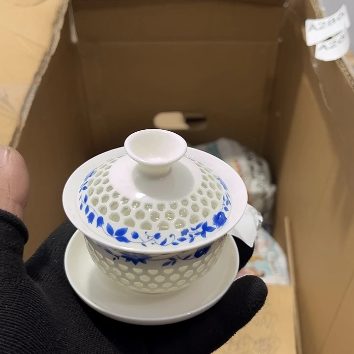 花***州瓷片茶摆件工艺品摆件666