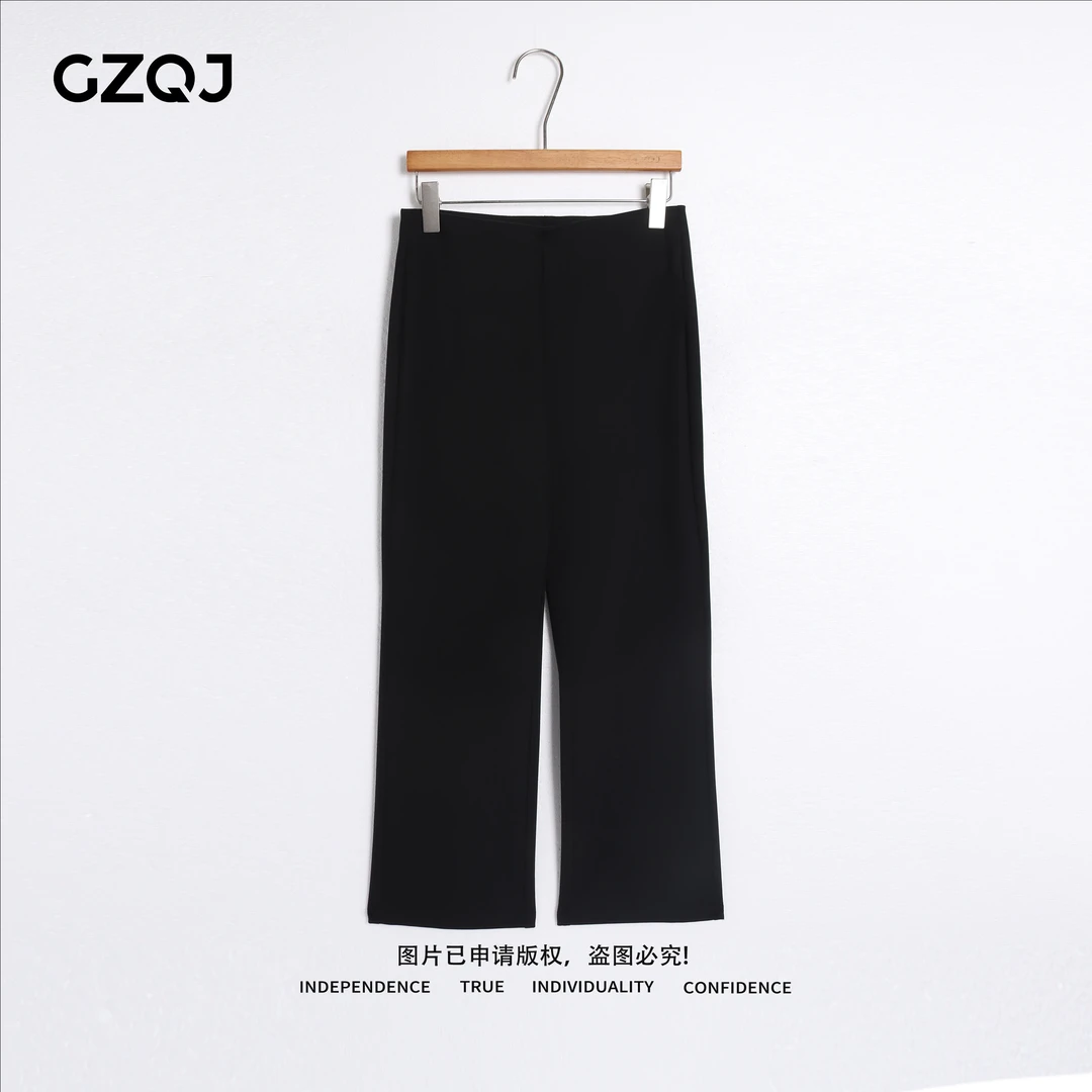 老琴私服【摩登雅韵】欧若风时尚垂感舒适显瘦微喇叭九分裤女 7503