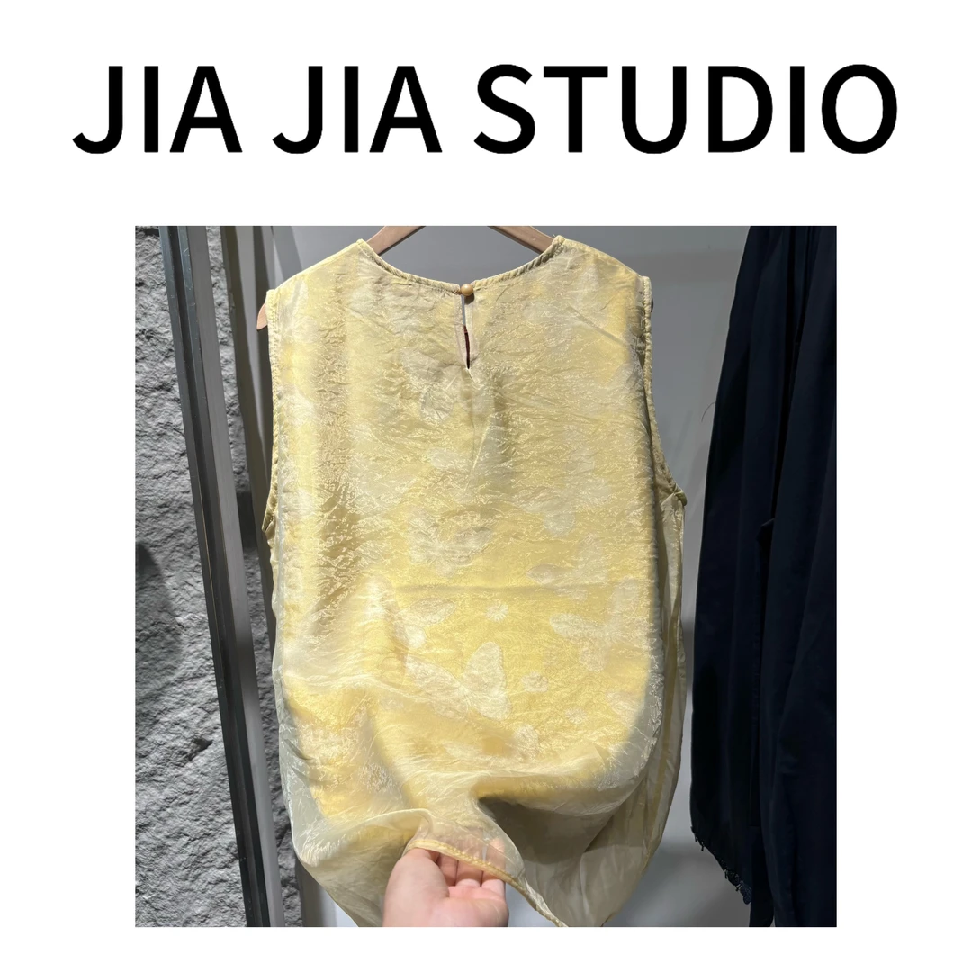 嘉嘉推荐#3210-6【夏季-薄款】气质国风双层纱无袖上衣