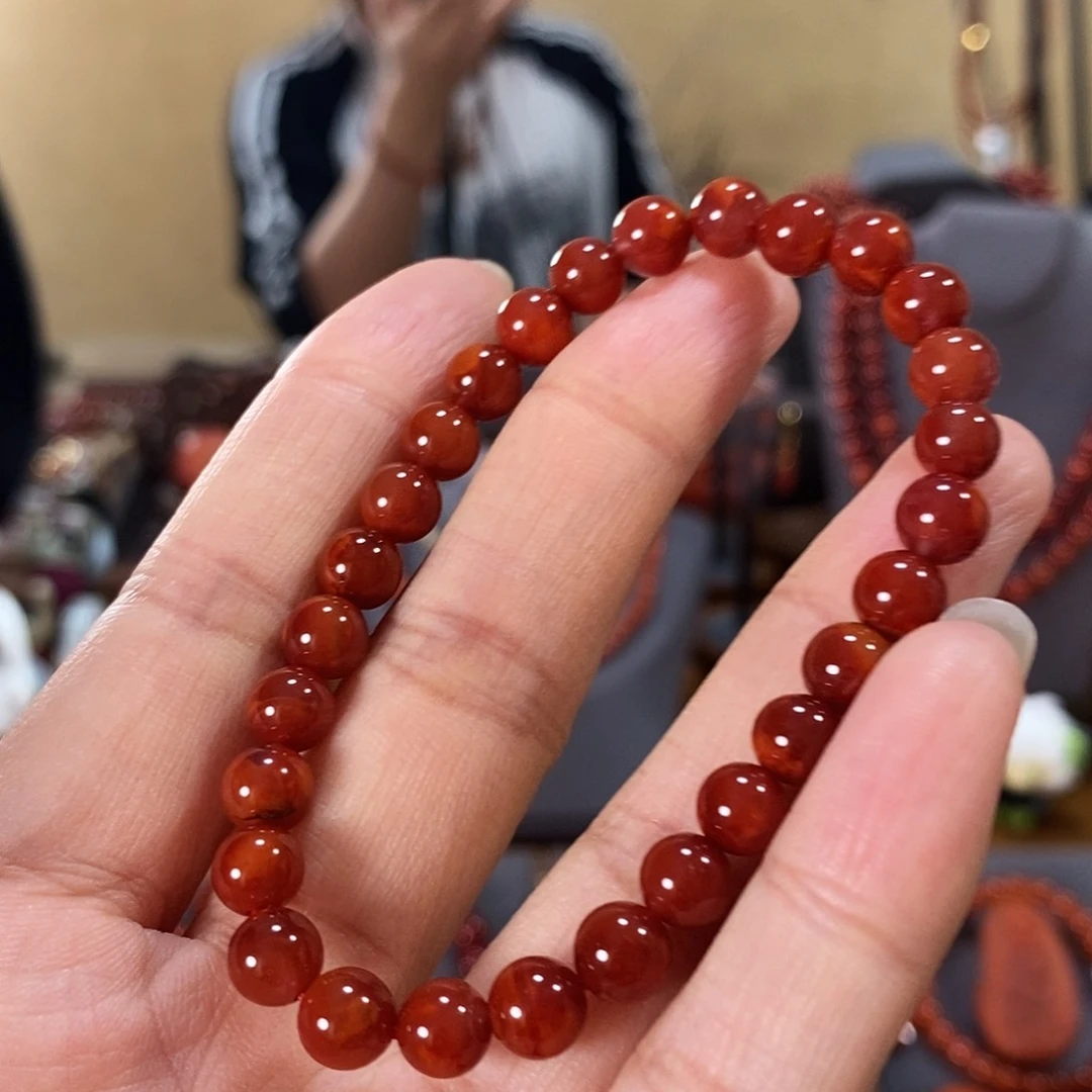 未镶嵌单圈6.5mm原矿南红玛瑙