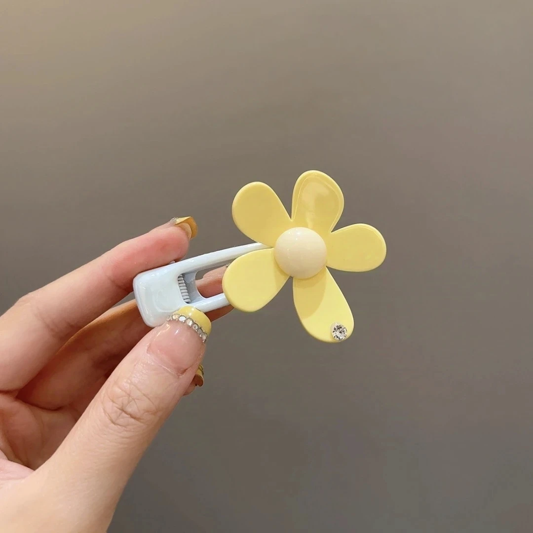 韩系新款花朵奶黄色发夹少女彩色发卡发饰头饰百搭刘海侧边夹发饰