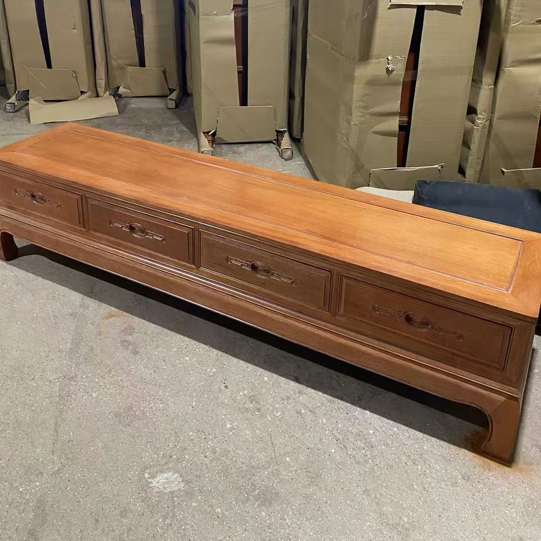 菠萝格全实木新中式雕花榫卯2.2电视柜