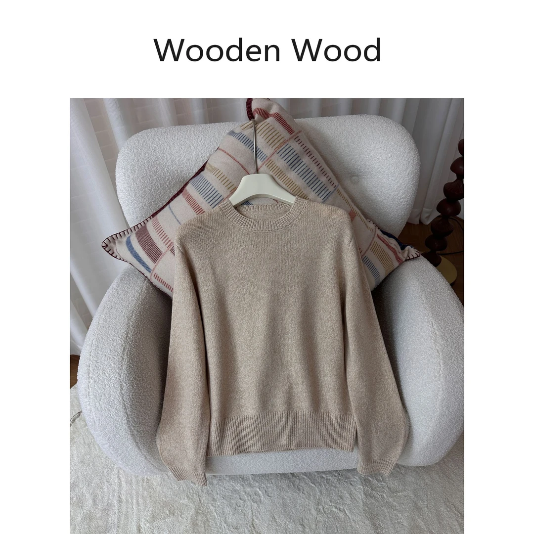 Wooden Wood“秋野浮萍”高端舒适时尚宽松绵羊毛针织毛衣P25457