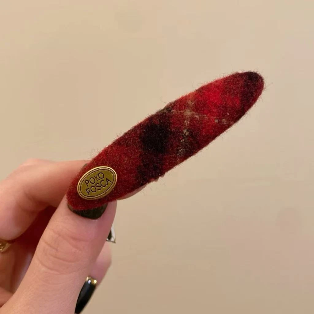 新年款高颜值圣诞款红色毛呢侧边刘海bb夹（到手2个）