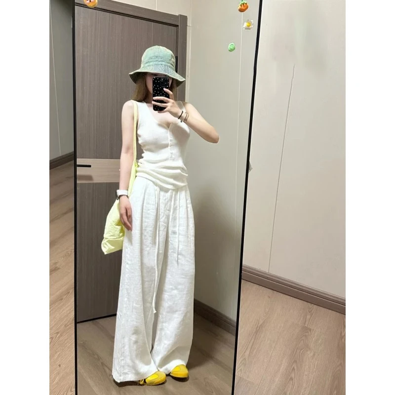 时尚气质百搭慵懒阔腿裤女春夏新款高腰显瘦宽松垂感直筒休闲裤