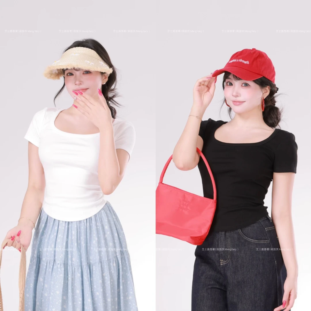 萌面侠芝士 现货【滤镜身材】小众衣服女90%棉上衣洋气欧若风6164