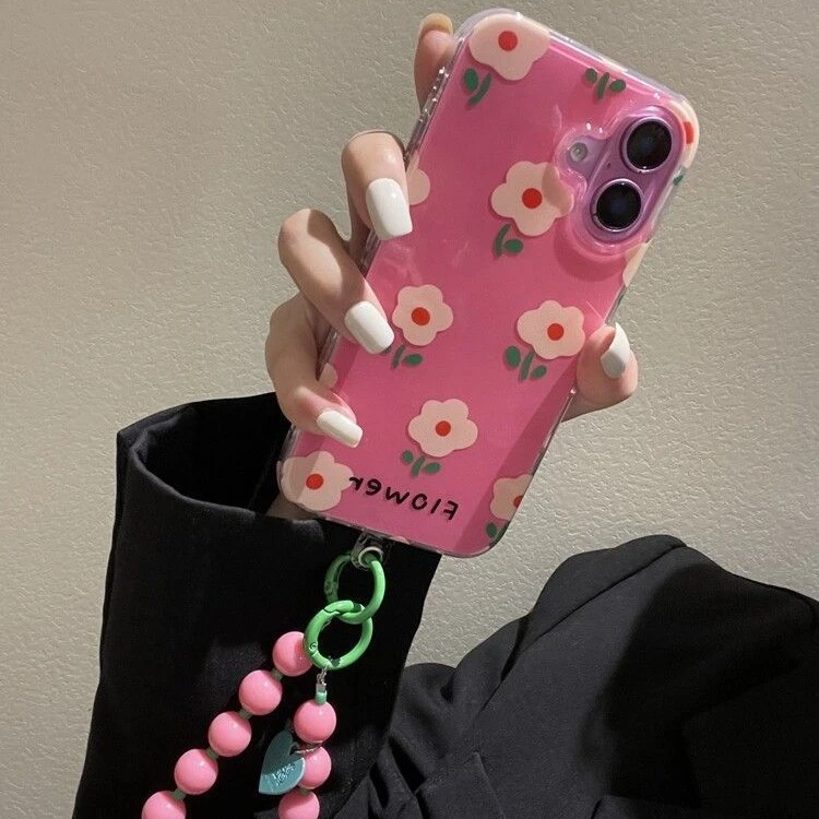 兰知春序ins风火龙果色小花朵适用苹果16Promax手机壳iPhone15新
