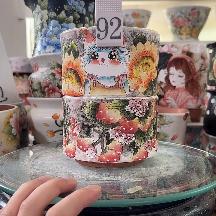 景德镇手绘花盆满38包邮偏远地区除外