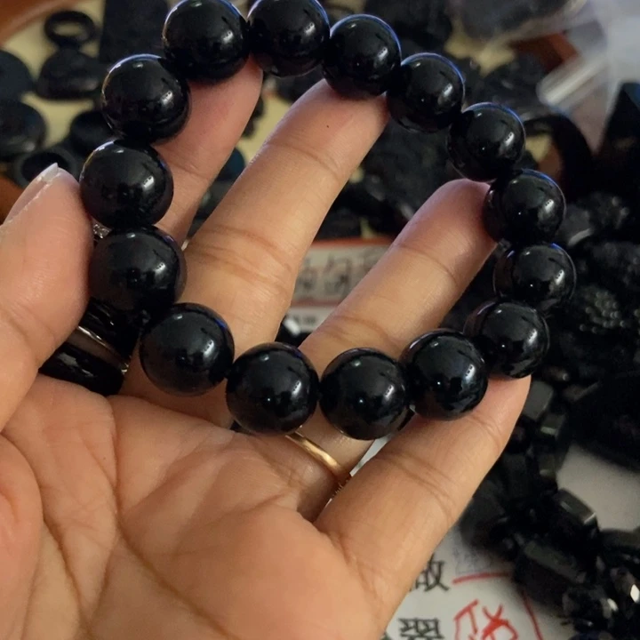 翡翠未镶嵌手链墨翠14