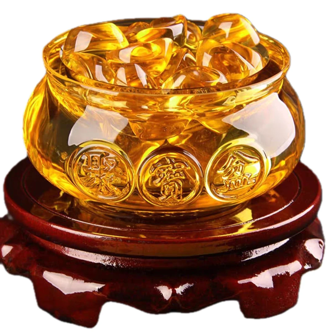 （直播现场摇奖）聚宝盆福袋琉璃招财摆件