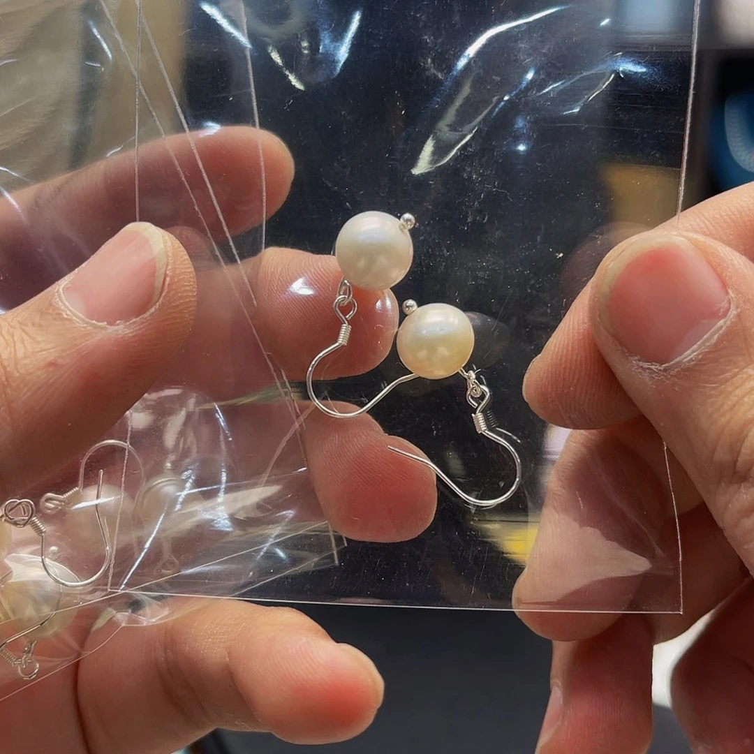 淡水珍珠耳饰银S925镶嵌