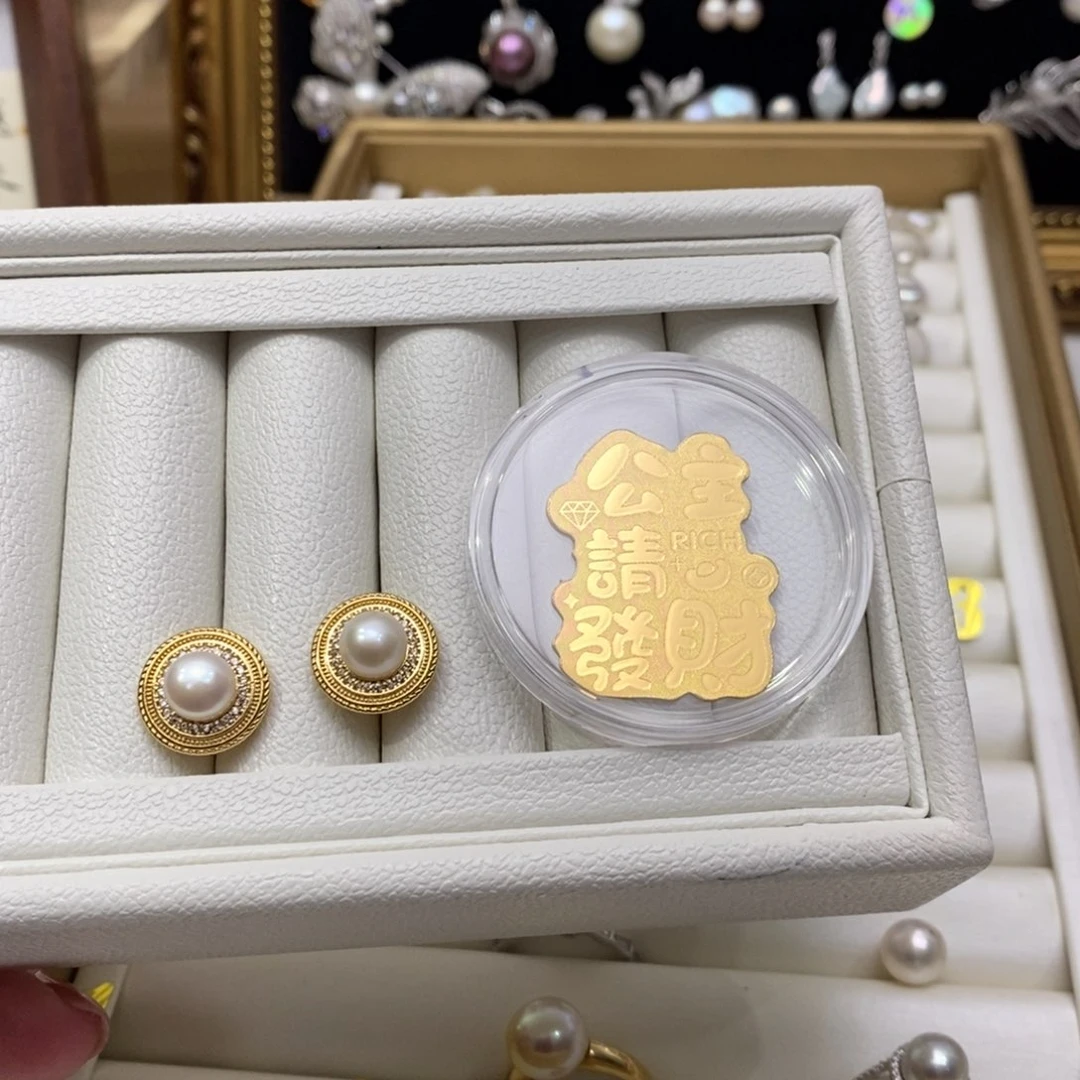 淡水珍珠耳饰银S925镶嵌?****?