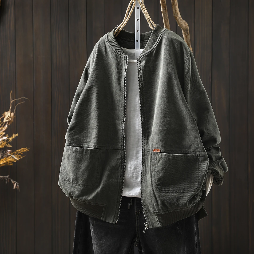 外套女款秋季2025新款纯棉复古宽松显瘦百搭冷淡系独特别夹克上衣