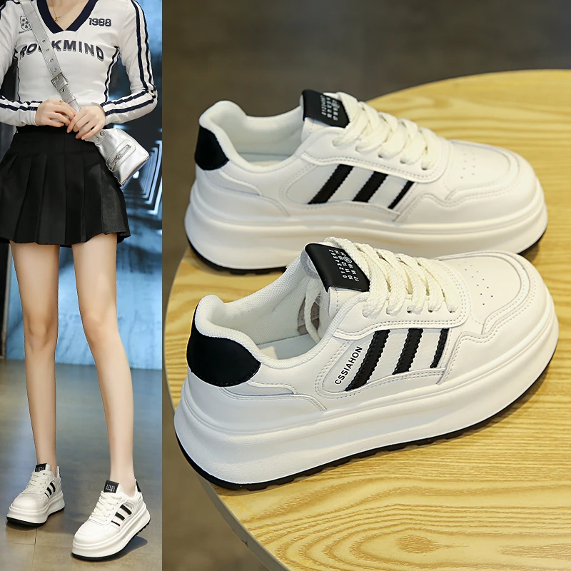 新款女鞋小白鞋百搭学生厚底鞋子春秋运动鞋韩版百搭休闲板鞋