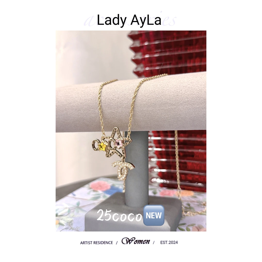 铜合金项链 铜合金合成锆石项链轻奢时尚25 c五角星项链AL9252