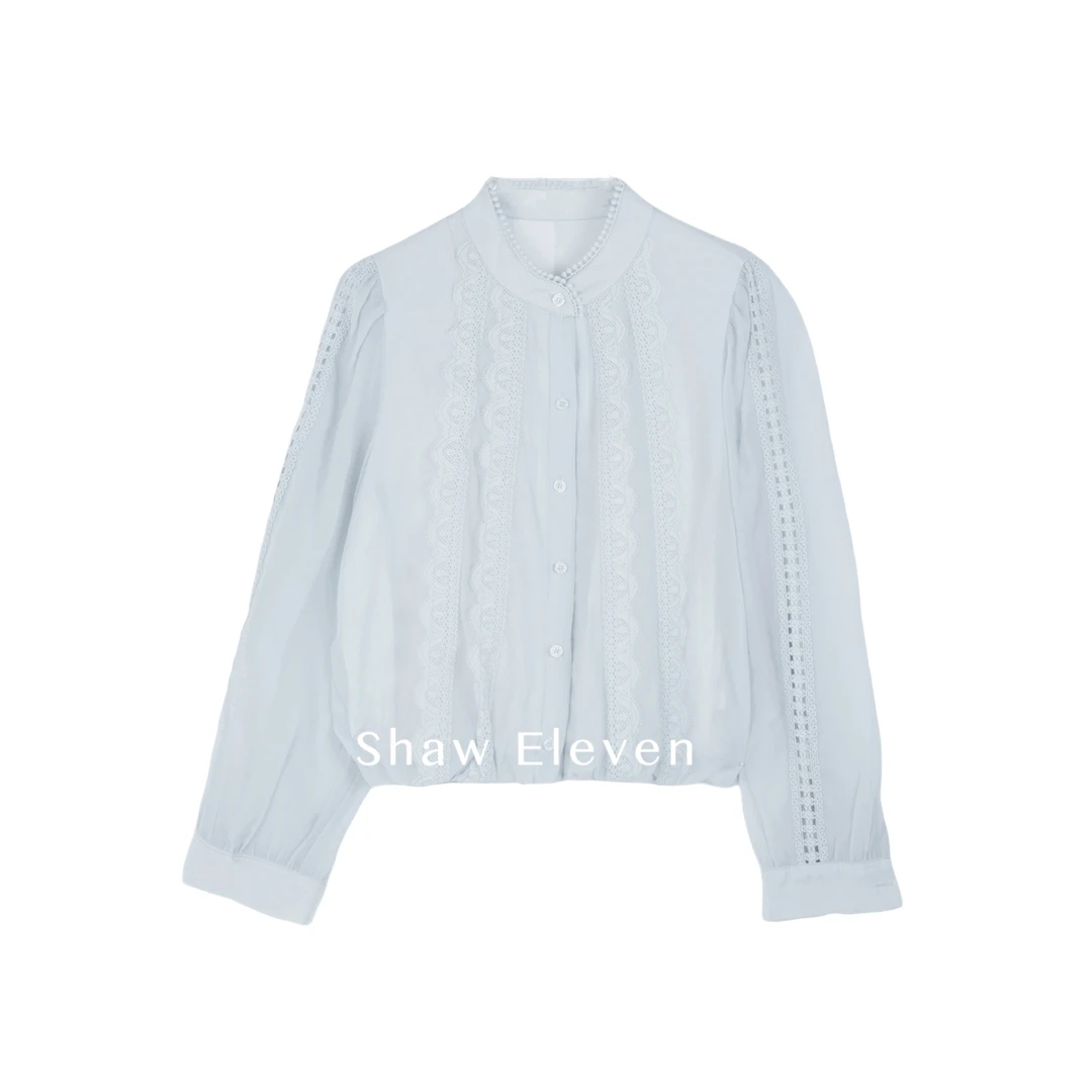 【ShawEleven】2025春季新款宽松百搭花边衬衫
