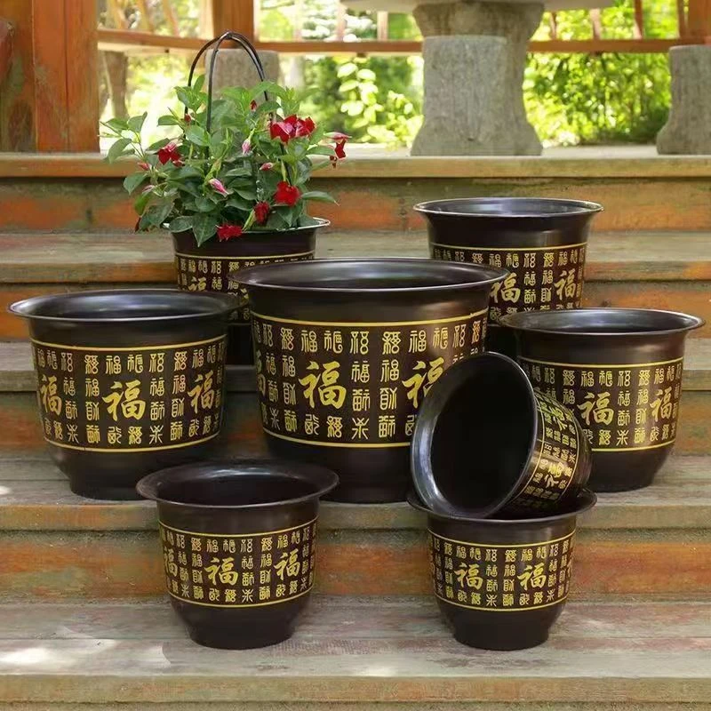 【拍1发5】口径30cm加大加厚百福临门结实耐用种树种花家用树脂花盆