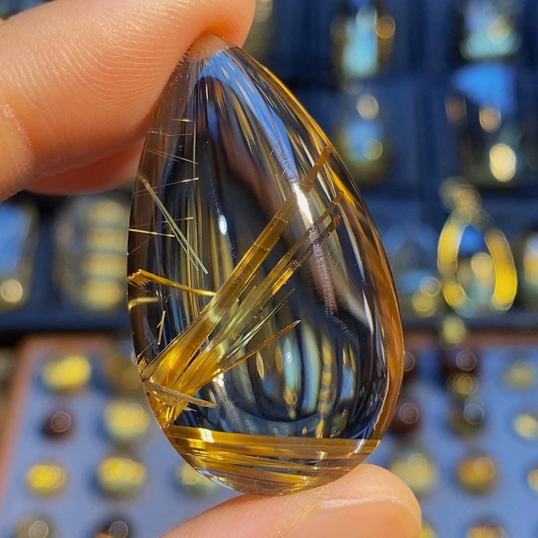东***博未镶嵌颈饰水晶天然高品全净体钛晶板钛水滴吊坠