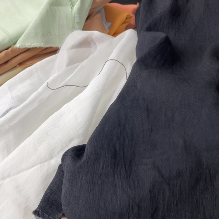 天丝（莱赛尔纤维）黑色棉麻暗纹2米