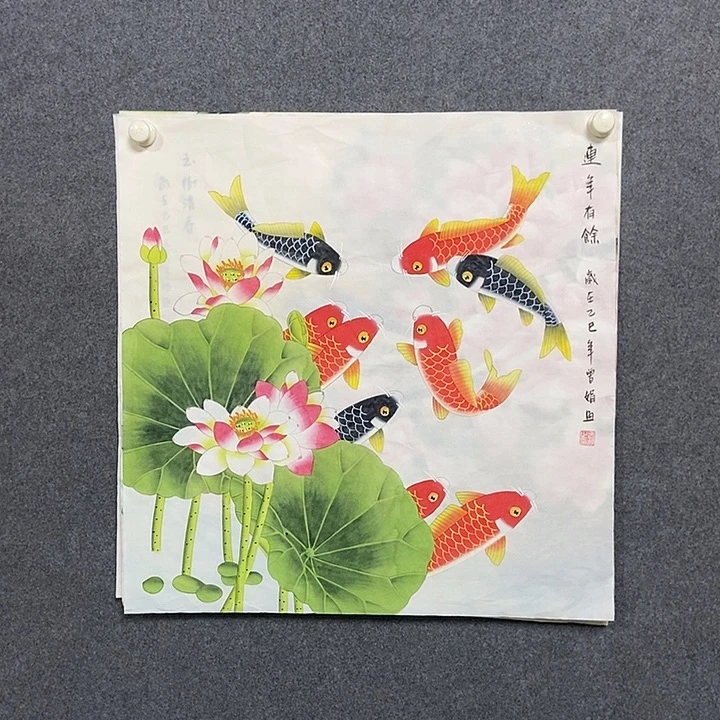 国画四尺斗方工笔花鸟一幅