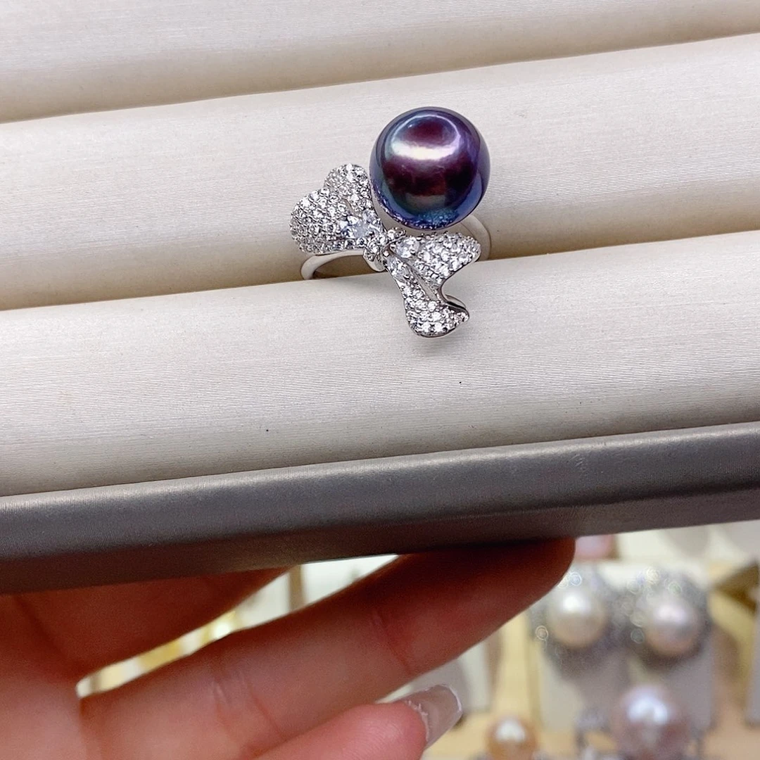 糖***吖戒指银S925镶嵌淡水珍珠