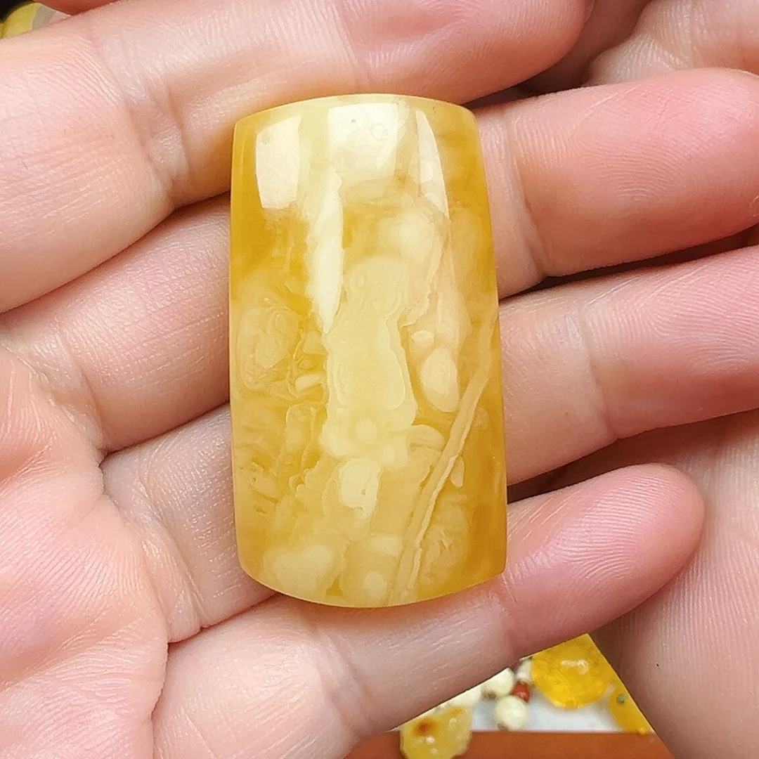 裸石琥珀未镶嵌蜜蜡平安无事牌