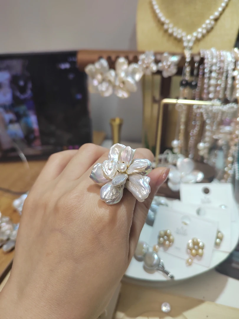 钛钢锆石耳饰 花朵戒指韩式清新