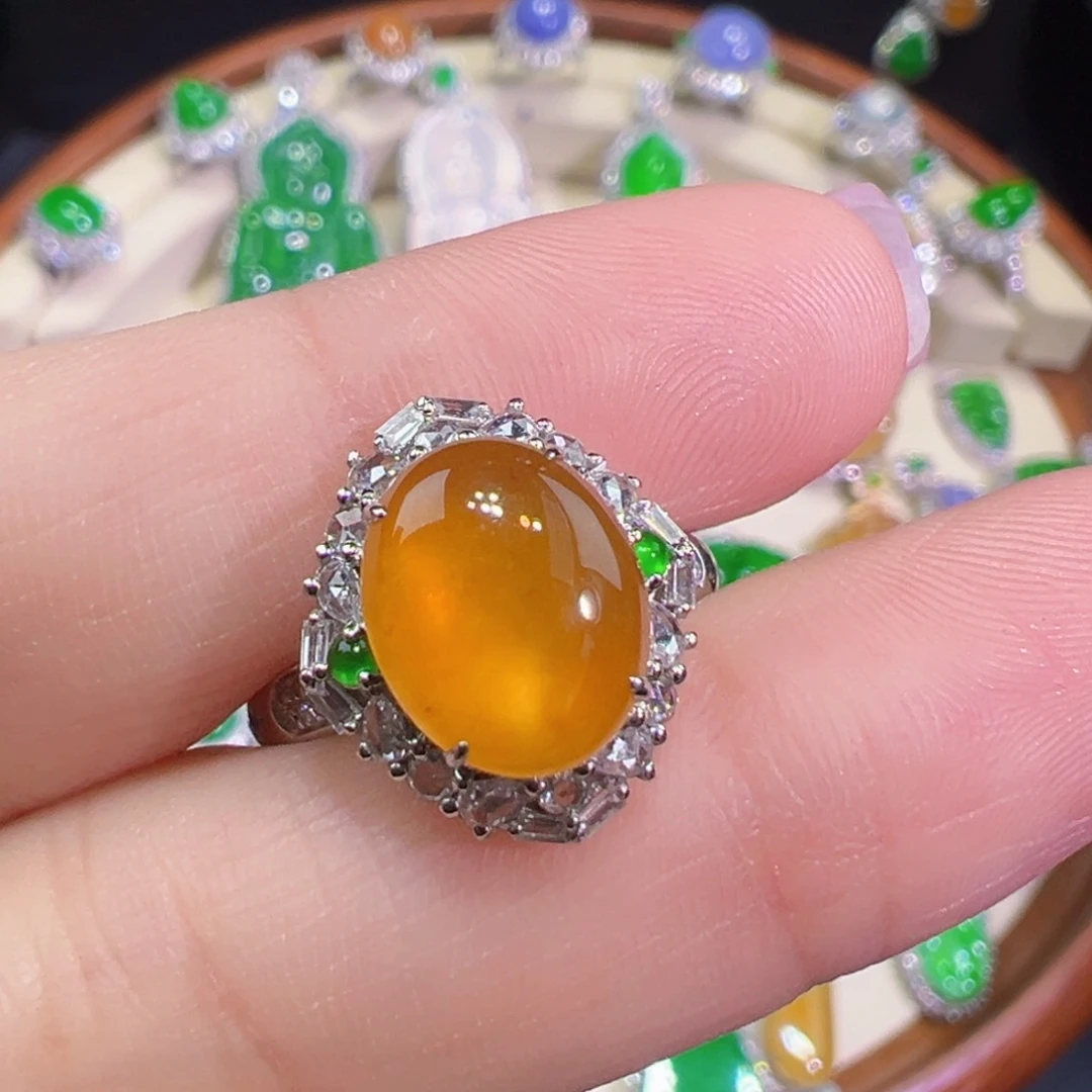 平****翡翠戒指18K金镶嵌戒指