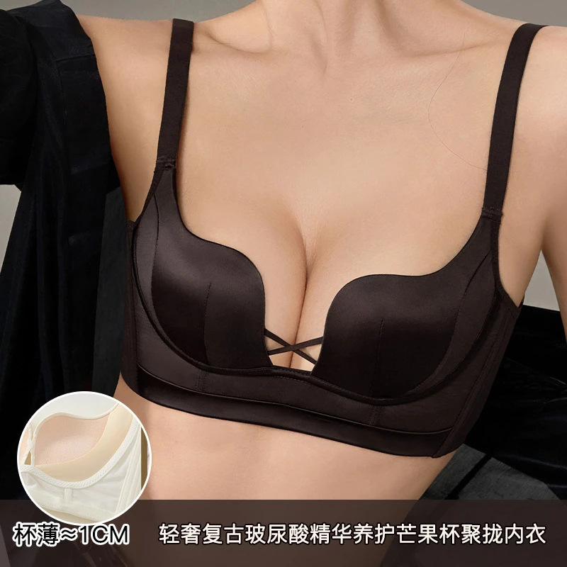 无钢圈内衣无痕小胸聚拢不空杯性感纯欲胸罩女防下垂文胸套装