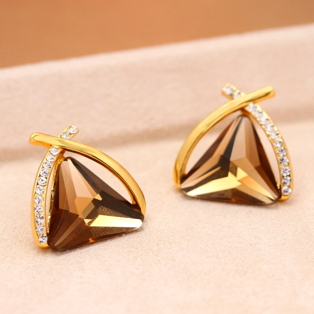 【KEFAN珂梵】法式气质轻奢时尚金色镶嵌耳环