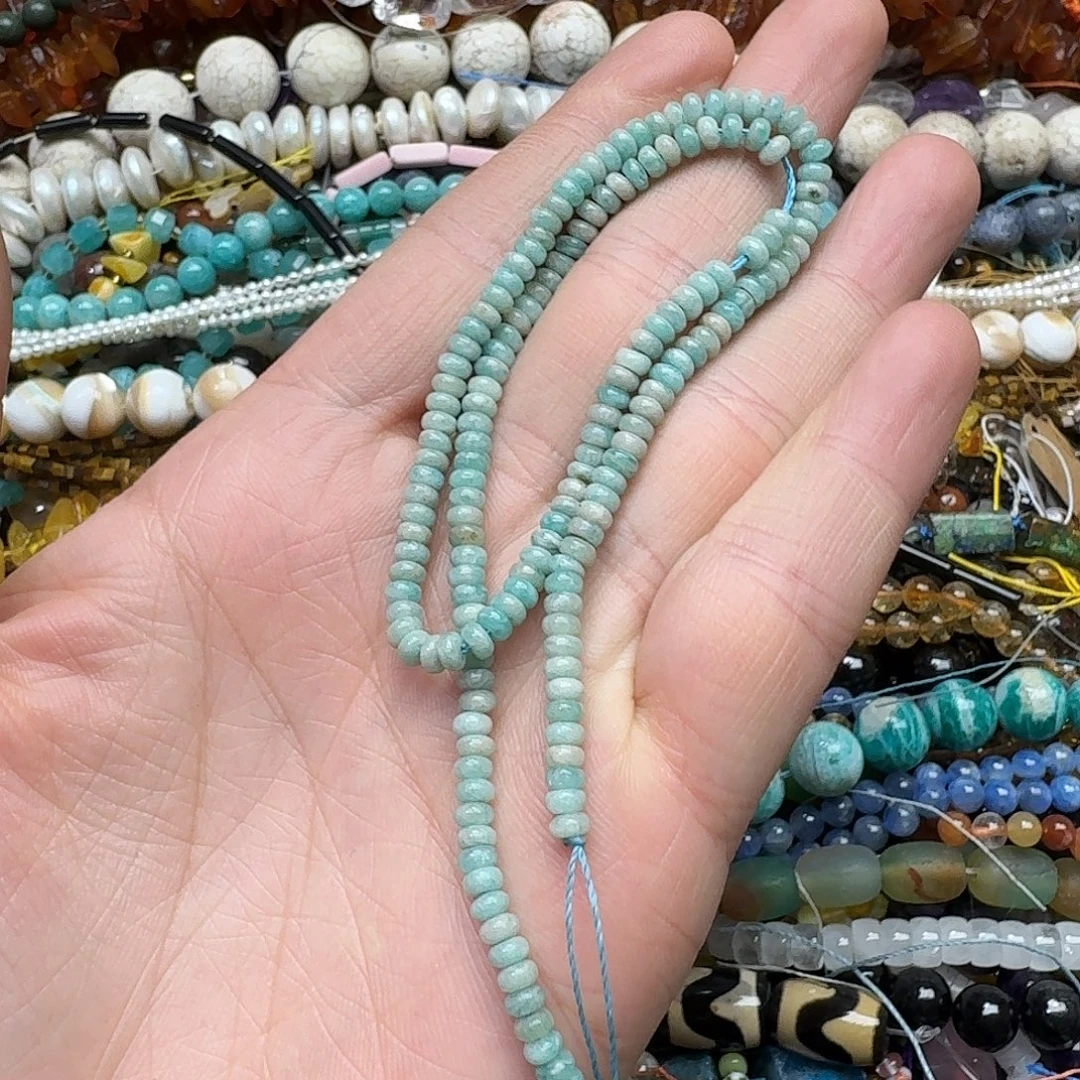 玛瑙/玉髓合金珠宝半成品一条4mm天河石算盘