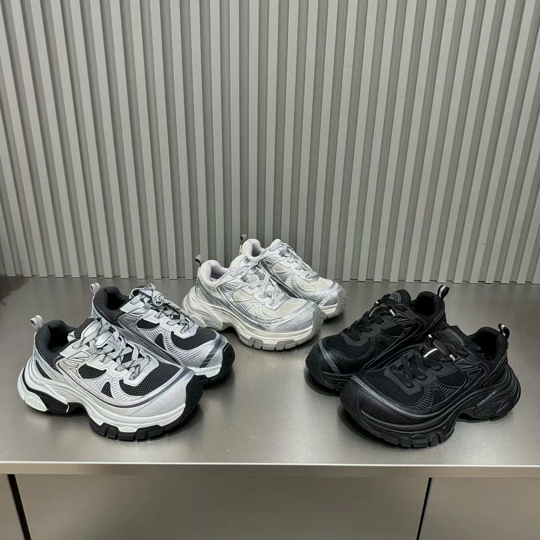 欧洲站厚底增高2025新款老爹鞋爆款系带运动休闲百搭潮流女鞋复古